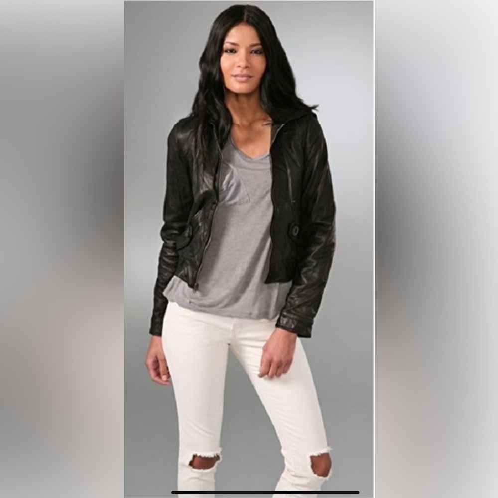Mike & Chris Eliseo Black Lambs Leather Jacket M